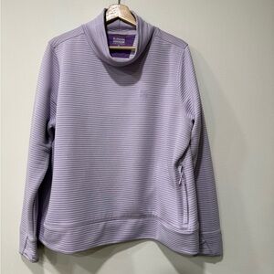 Duluth Trading Co Lavender Ribbed Cowl Neck Pullover